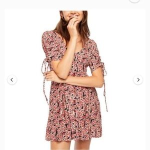 Free People Lace Up Floral Mini Dress